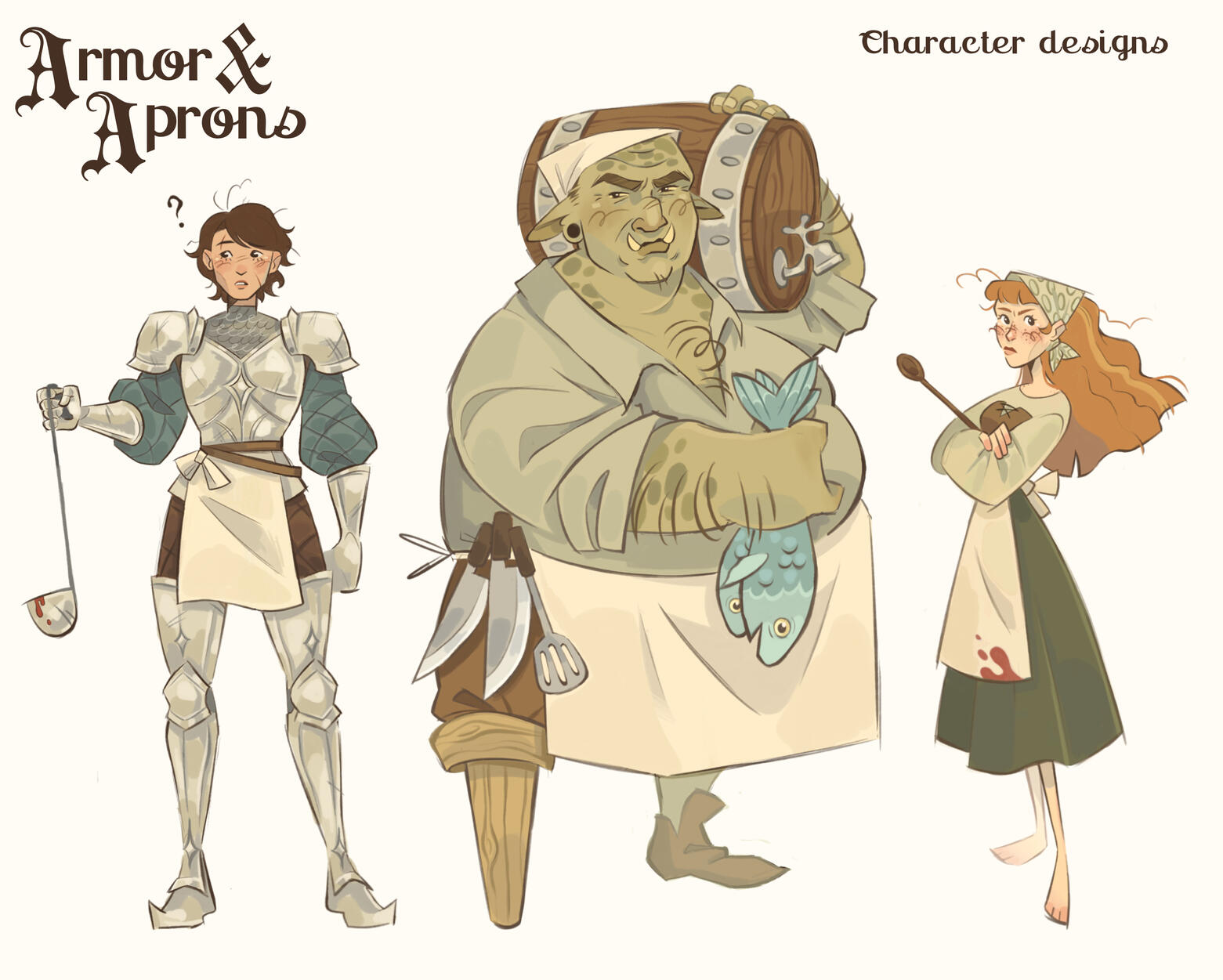 Character design for my mail club project “Armor &amp; Aprons”