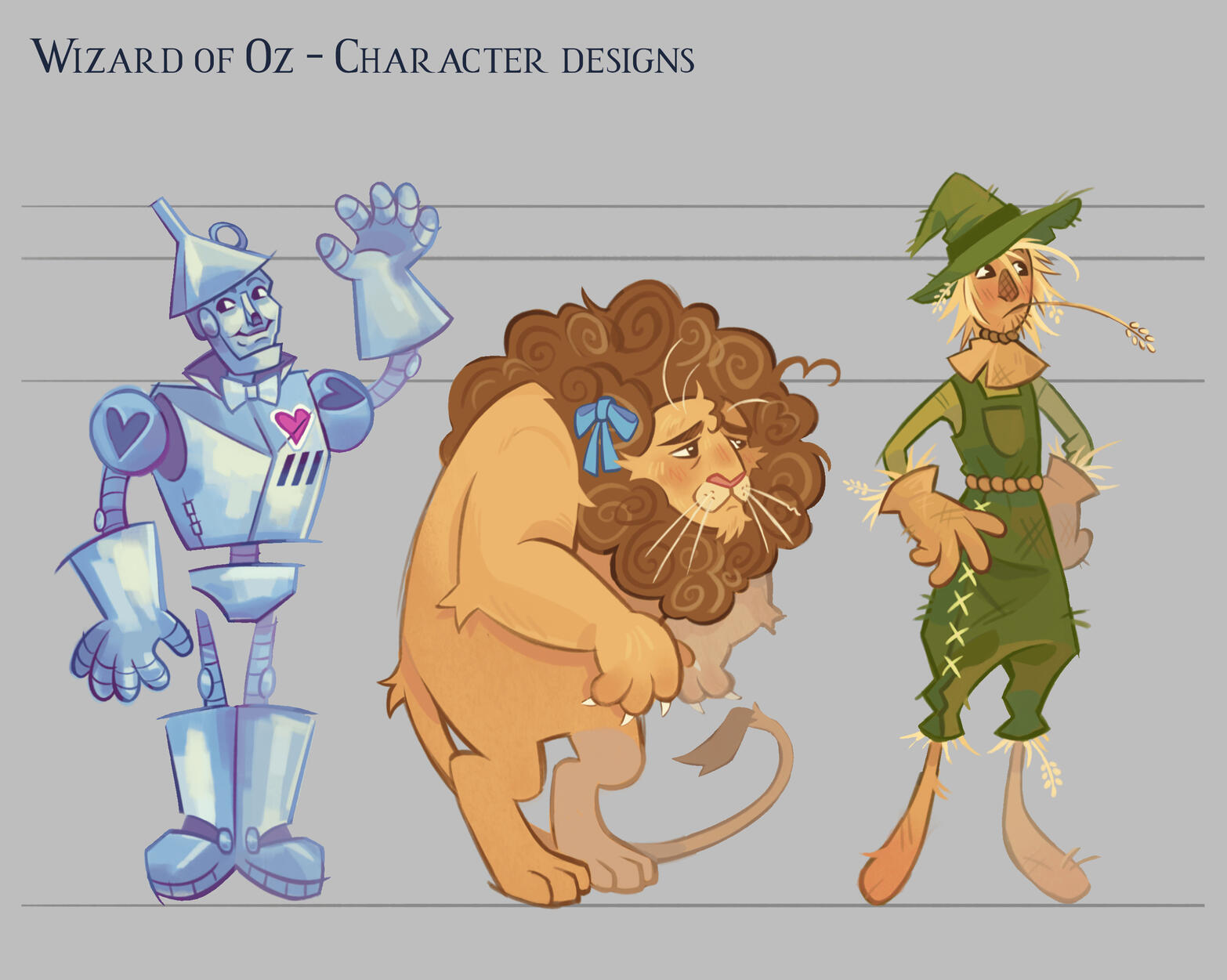 Character designs I made for the Wizard of Oz