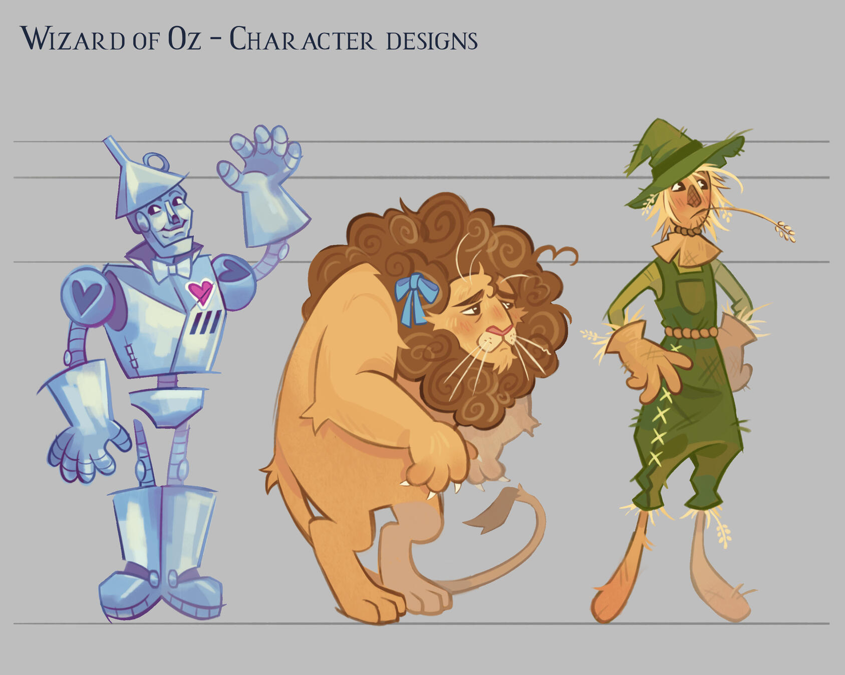 Character designs I made for the Wizard of Oz